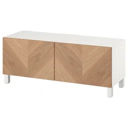 ikea bestå TV bench with doors, white Hedeviken/Stubbarp/oak veneer, 120x42x48 cm-picture-18