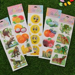 Yellow Bee Smiley, Dino, Fruit 3D Stickers Combo, Multicolor, Pack of 5-picture-13