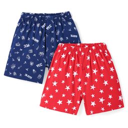 Honeyhap Premium 100% Cotton Knit Boxers with Bio Finish & Sports Theme Print Pack of 2 - Navy Peony & Savvy Red-picture-31
