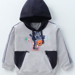 Cucumber Full Sleeves Camper Embroidered Hooded Sweatshirt with Side Pockets - Grey-picture-39