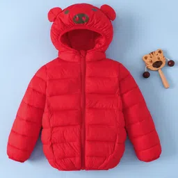 Mark & Mia Full Sleeves Hooded Padded Jacket with Ear Applique - Red-picture-14