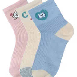 NEXT2SKIN Cotton Spandex Knit Pack Of 3 Animals & Hearts Designed Socks - Beige Blush & Baby Blue-picture-19