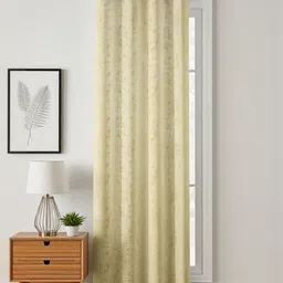 GEET CREATIONS Cream Set of Single Floral Room Darkening Window Eyelet Curtain-image-78