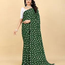 VRAGI Pure Georgette Printed Saree With Unstitched Blouse Piece-picture-30