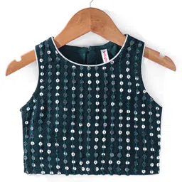 Babyhug Sleeveless Sequin Embroidered Lehenga Choli Duatta Set - Teal image 2