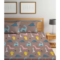 FABINALIV Multicolor Cartoon Print 300 TC Cotton Blend King Size Double Bedsheet with 2 Pillow Covers image 2