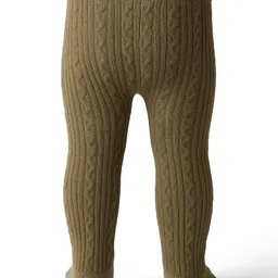 Babyhug Knit Footed Woollen Bootie Legging with Cable Knit Design - Olive Green image 2