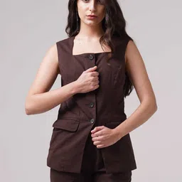 COVE AND LANE Women Pure Cotton Waistcoat-picture-47
