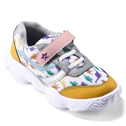 Cute Walk by Babyhug Sneakers With Velcro Closure Dino Print - Mustard image 3
