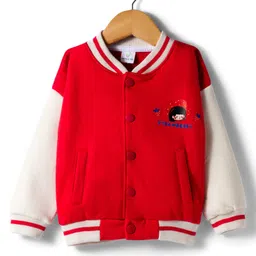 Mark & Mia Cotton Knit Fleece Full Sleeves Oversize Winter Wear Sweatshirt & Joggers with Graphics Print & Tipping Rib Detailing - Red & White image 2