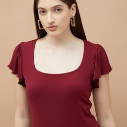 CODE by Lifestyle Scoop Neck Flutter Sleeve Top image 3