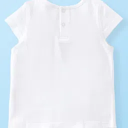 Babyhug Single Jersey Knit Dungaree Set With Porcupine Printed Half Sleeves Tee - White & Pink image 4