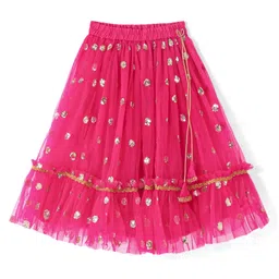 Babyhug Woven Sleeveless Floral Printed Choli Lehenga Set With Dupatta - Pink image 4