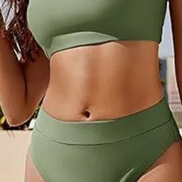 Toomley High-Waist Strapless Sleeveless Low Coverage Bandeau Two-Piece Bikini Set image 2