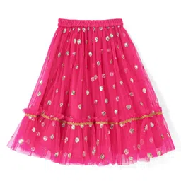 Babyhug Woven Sleeveless Floral Printed Choli Lehenga Set With Dupatta - Pink image 5