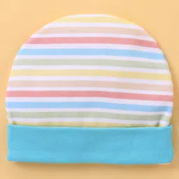 Ben Benny Interlock 100% Cotton Knit Striped  Round Cap White & Blue Pack of 2 - Diameter 11.5 cm image 5
