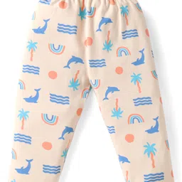 Ben Benny Interlock Knit Full Length Lounge Pants With Sea Life & Text Print Pack of 2 - Aqua Blue & Peach image 5