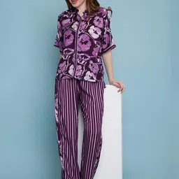 Tuna London Printed Cotton Mandarin Collar Top & Trousers Co-Ords Set image 3
