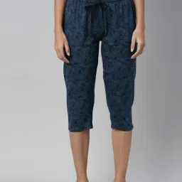 Kryptic Blue Elasticated Waist Band Relaxed Fit Printed Cotton Capris - Pack of 2 image 3