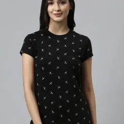 Enamor Pitch Black Cotton Printed T-Shirt-image-23