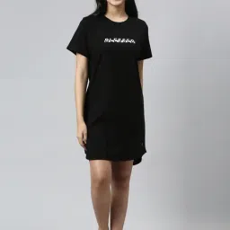 Enamor Pitch Black Cotton Printed Sleep Tees-image-24