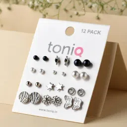 ToniQ Butterfly Pearl Multi Stud Earrings for Women - Set of 12-picture-13