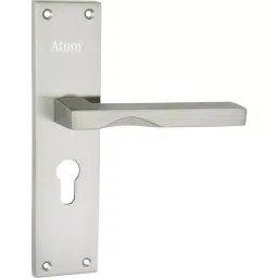 Atom Aluminium Silver Door Handle Lock Set, AL-53C/Y-S.S.8 image 3