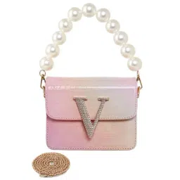 Esbeda Pink Textured Small Sling Handbag-image-15