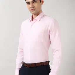 Peter England Men Textured Spread Collar Formal Shirt image 4