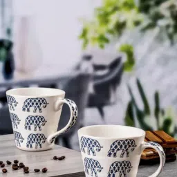 Goodhomes White Stoneware Large Printed Coffee Mug - Set of 2 image 5