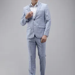 Park Avenue Super Slim Fit Checked Notched Lapel Single-Breasted Formal 2 Piece Suits-picture-28