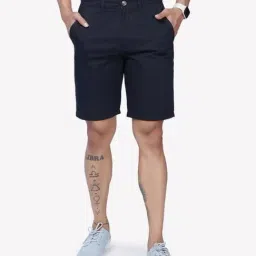 VASTRADO Black Cotton Regular Fit Shorts-image-7