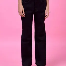 Crimsoune Club Girls Black Straight Fit Jeans-image-48