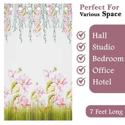 Kuber Industries White & Green Floral Door Curtain image 5