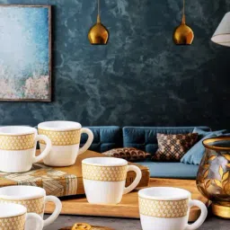 Cello White Opalware Printed Coffee Mug - Set of 6-picture-27