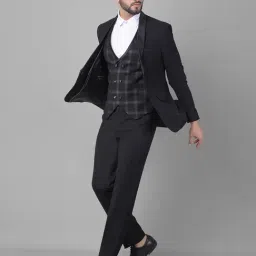 Crimsoune Club Black Slim Fit Three Piece Suits image 3