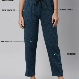 Kryptic Pink & Teal Cotton Relaxed Fit Printed Lounge Pants - Pack of 2 image 4