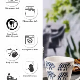 Goodhomes White Stoneware Large Printed Coffee Mug - Set of 2 image 4