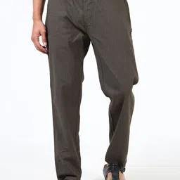 MARTIN SMITH Men Striped Comfort Relaxed Fit Mid-Rise Easy Wash Regular Trousers-image-71