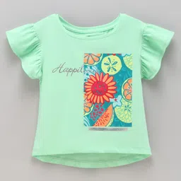 Vitamins Frill Sleeves Top Floral Print - Green-picture-16
