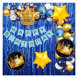 Bubble Trouble 53 Piece Set Prince Birthday Decoration Items Combo Kit For Kids|Boys Crown Theme Party (Crown Kit Pack Of 53)|Multicolor-picture-19