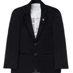 CAVIO Full Sleeves Solid Blazer With Text Printed Tee Set - Black-image-53