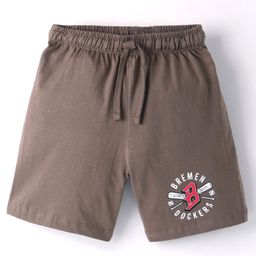 CUCUMBER Sinker Knit Above Knee Length Shorts With Baseball Print - Brown-picture-3