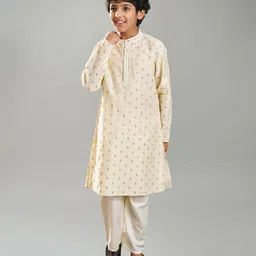 Bittu by bhama Cotton Blend Woven Full Sleeves Abstract Foil Printed Kurta Pyjama Set - Off White-picture-22