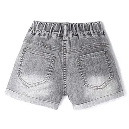 Kookie Kids Solid Shorts with Floral Applique - Black image 2