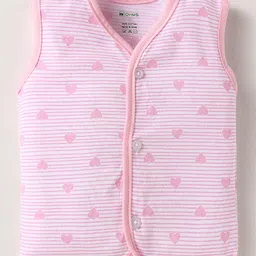 OHMS Single Jersey Knit Sleeveless Jhablas with Stripes & Floral Print Pack of 3 - Pink image 2