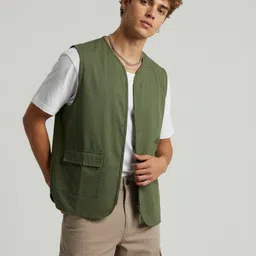 glitchez Sleeveless Oversized Pocket Detail Gillet-picture-19