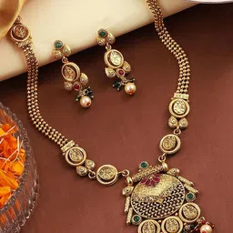 Anouk Gold-Plated Stone Studded & Beaded Jewellery Set-image-89