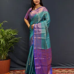 yourwish Woven Design Zari Silk Blend Kanjeevaram Saree-picture-16