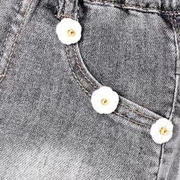 Kookie Kids Solid Shorts with Floral Applique - Black image 3